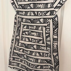 Girls Black and White Tribal Stripe Casual Dress